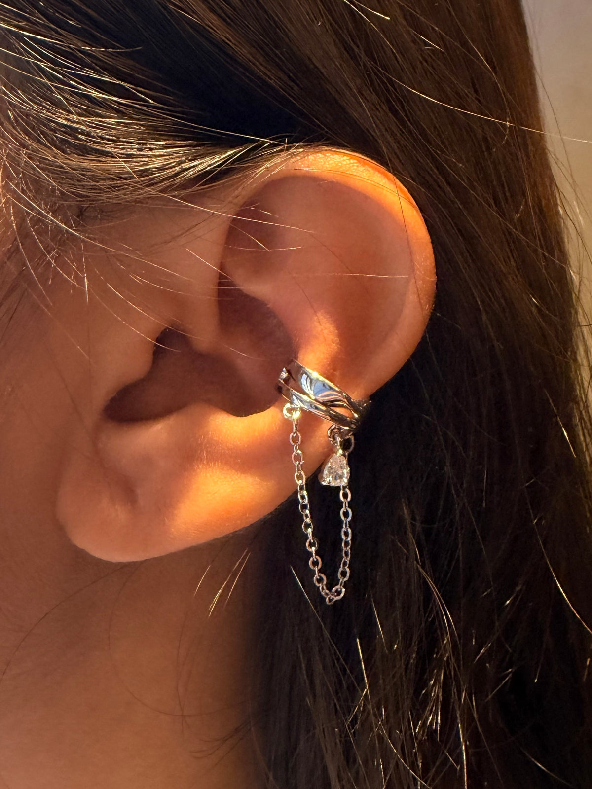 Beloved Dangle Earcuff Set of 2 Silver