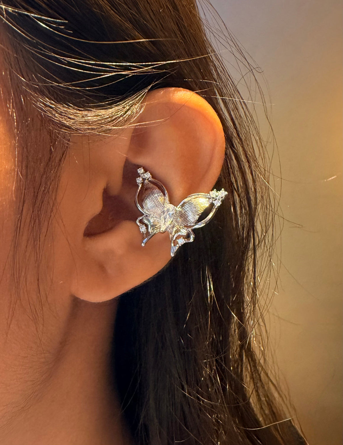 Winged Butterfly Earcuff Silver