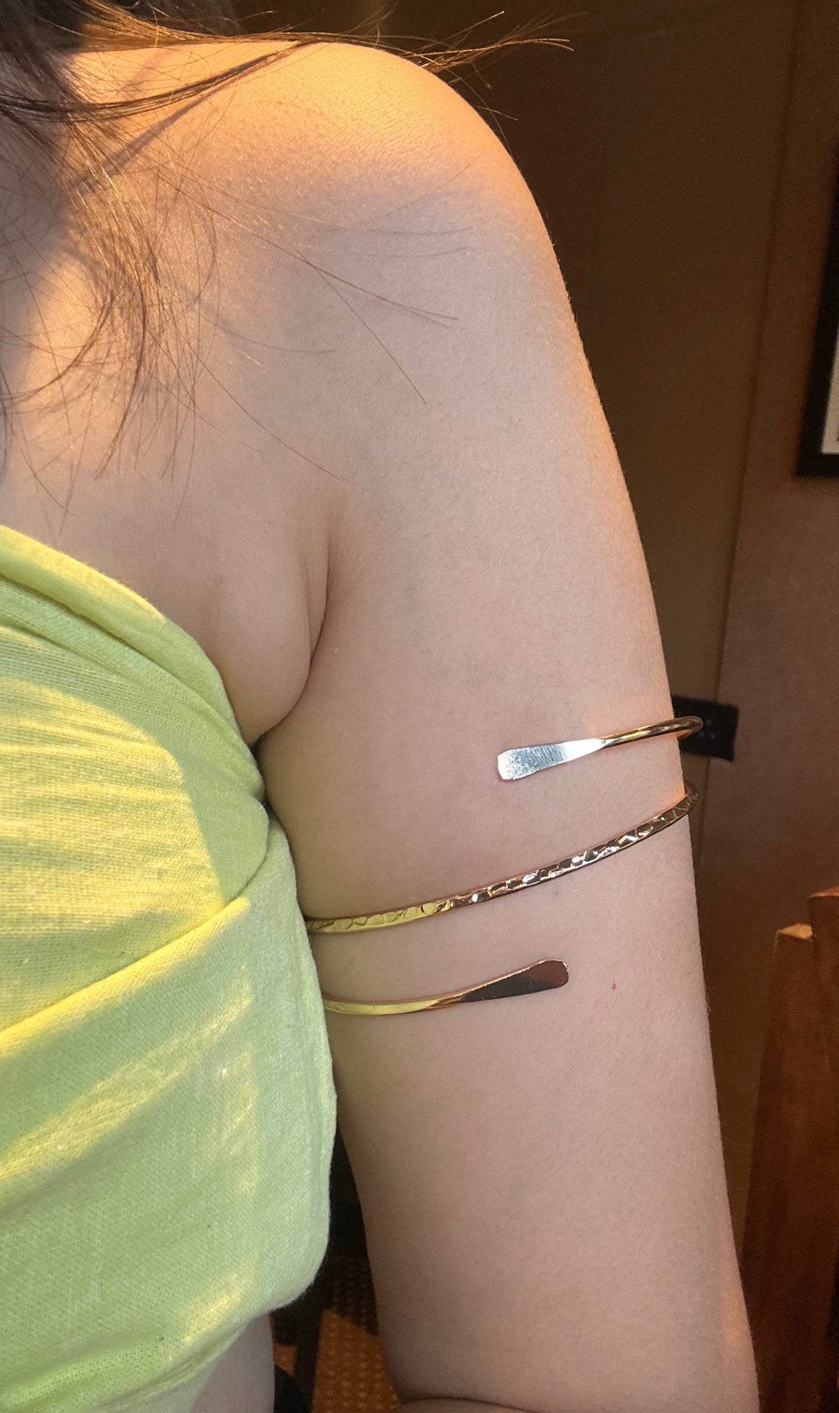 Hammered bicep cuff