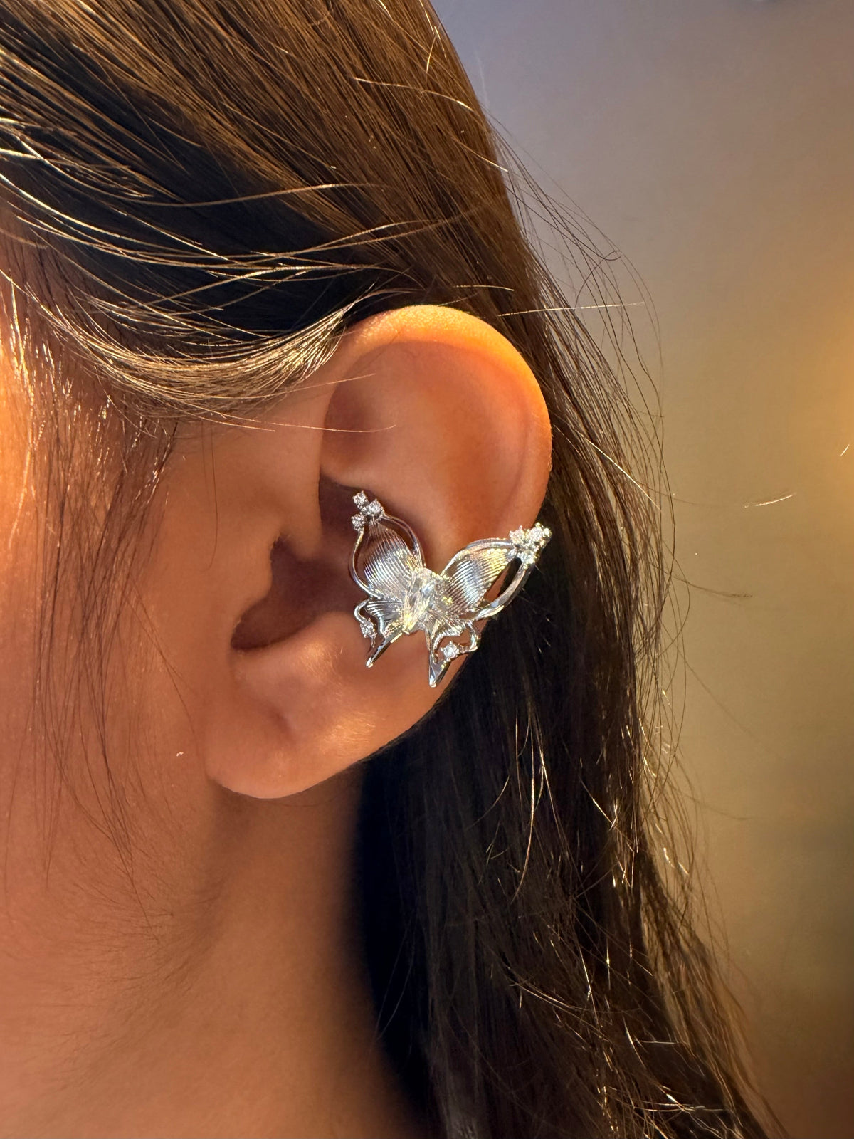 Winged Butterfly Earcuff Silver
