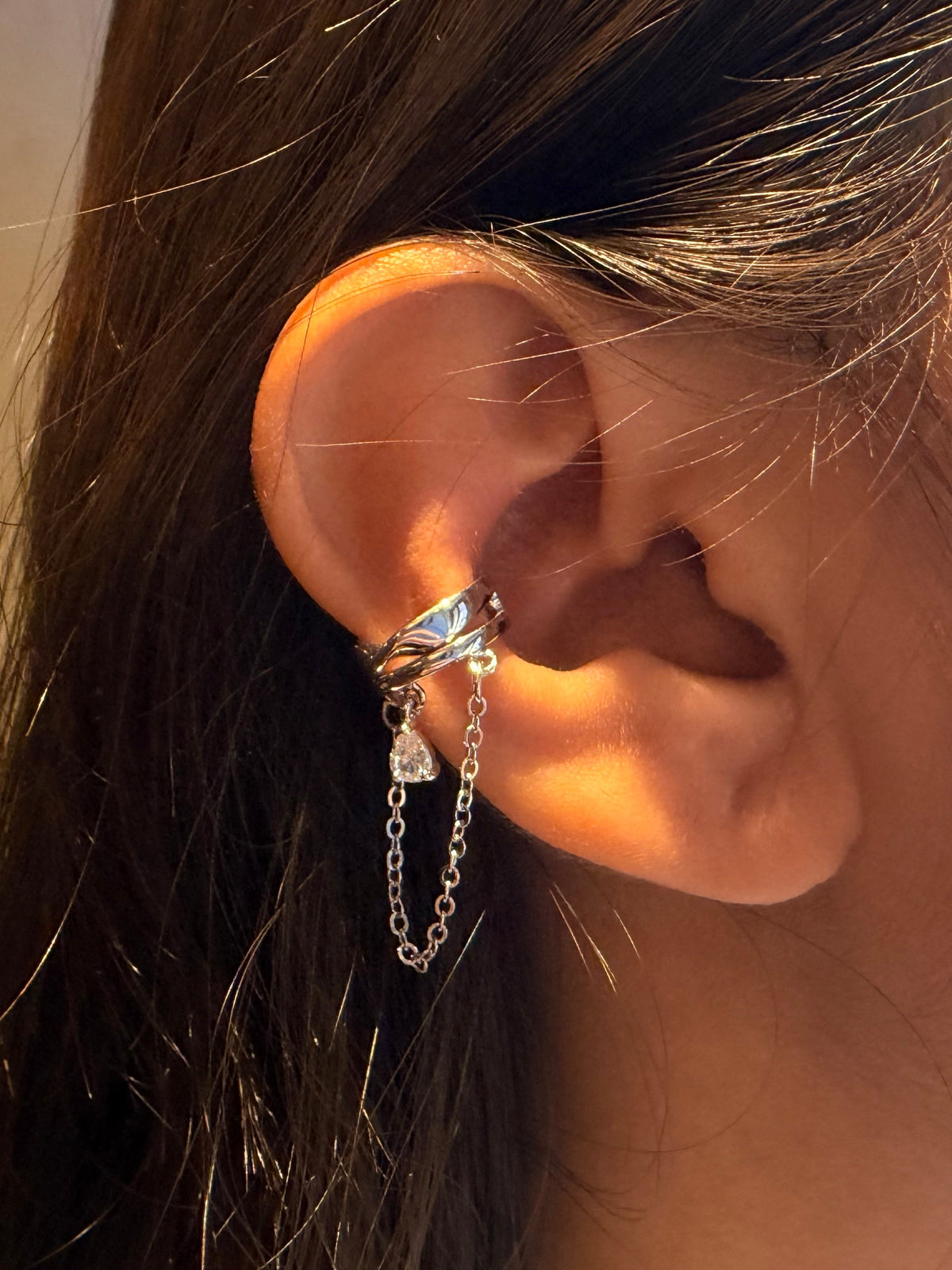 Beloved Dangle Earcuff Set of 2 Silver